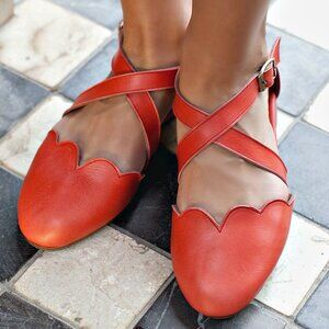 ELF Mangrove Red Handmade Leather Flats
